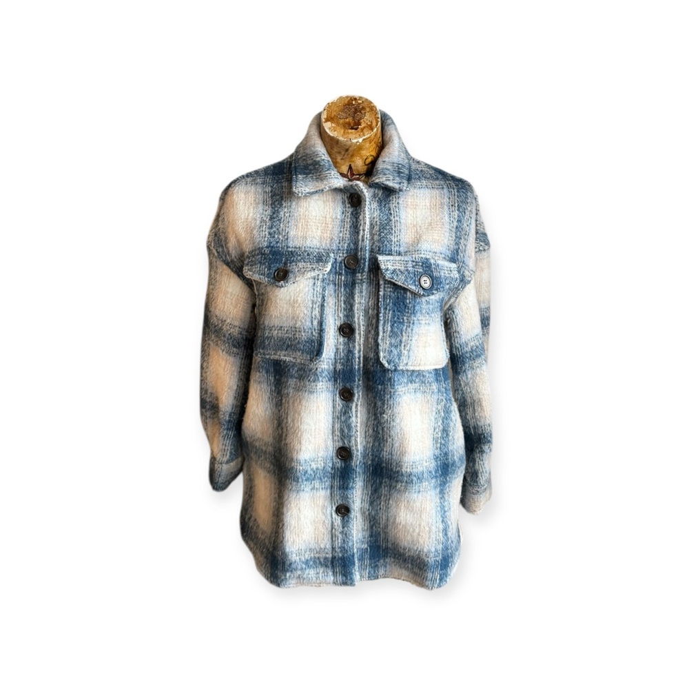 Avec les Filles jacket plaid blue casual oversized  relaxed